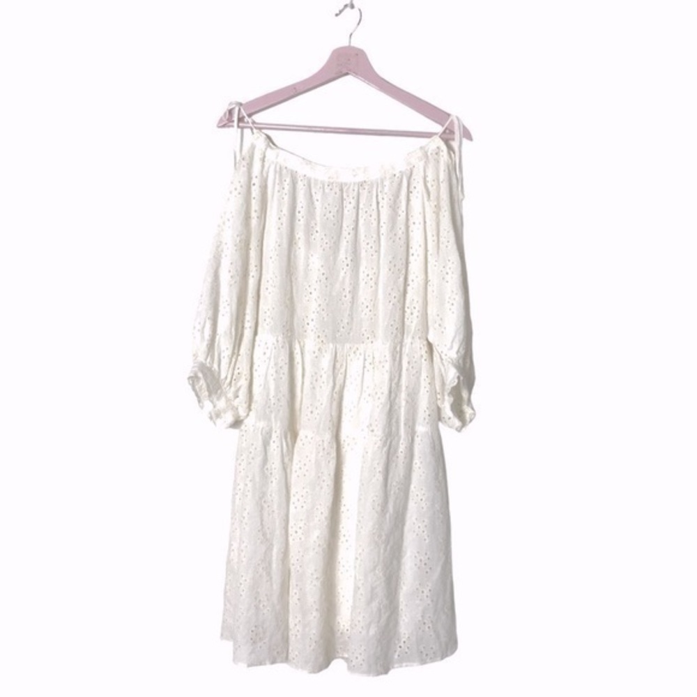 Olivaceous eyelet dress drapey romantic coquette dress Small cottagecore‎ tiered